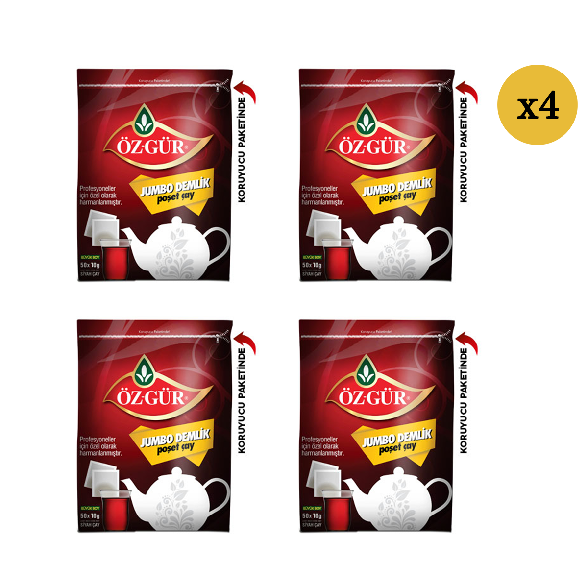 ÖZGÜR Jumbo Demlik Poşet 50*10 Gr x 4 Adet