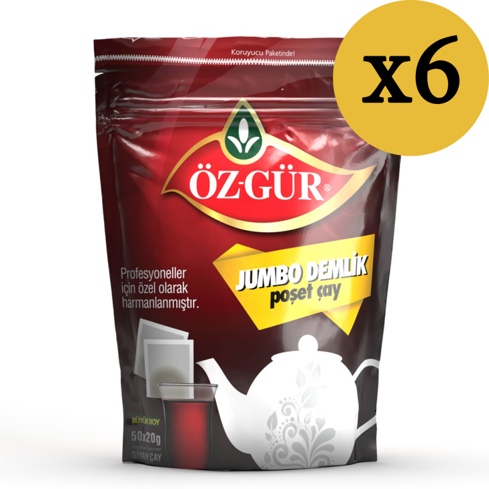 ÖZGÜR Jumbo Demlik Poşet 50*20 Gr x 6 Adet (1 Koli)